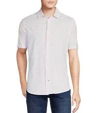 Cremieux Blue Label Stretch Jersey Printed Short Sleeve Coatfront Shirt