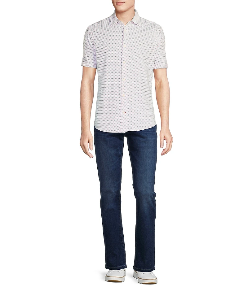 Cremieux Blue Label Stretch Jersey Printed Short Sleeve Coatfront Shirt