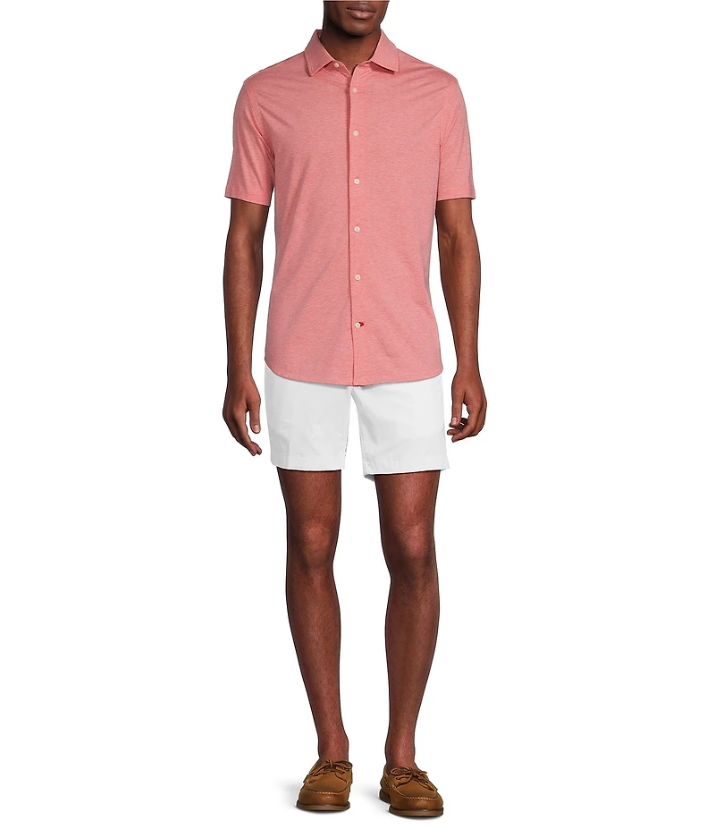 Cremieux Blue Label Stretch Jersey Solid Short Sleeve Coatfront Shirt