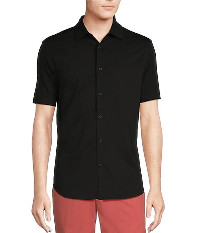 Cremieux Blue Label Stretch Jersey Solid Short Sleeve Coatfront Shirt