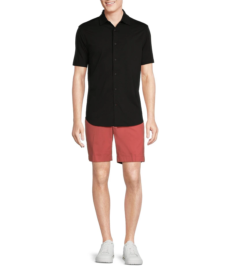 Cremieux Blue Label Stretch Jersey Solid Short Sleeve Coatfront Shirt