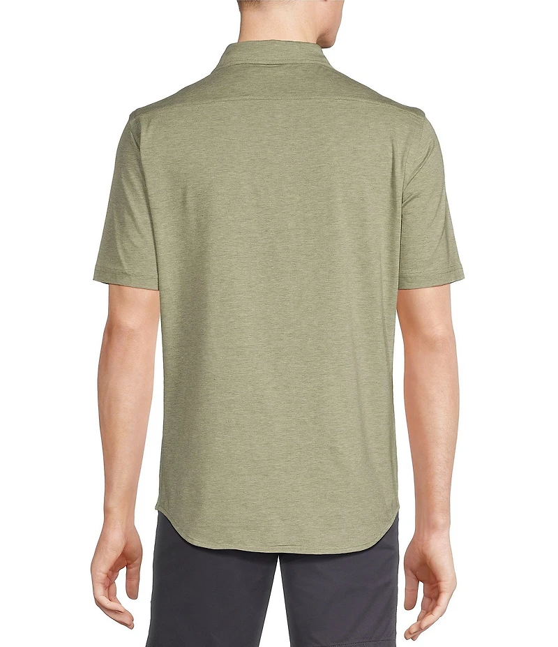 Cremieux Blue Label Stretch Jersey Solid Short Sleeve Coatfront Shirt