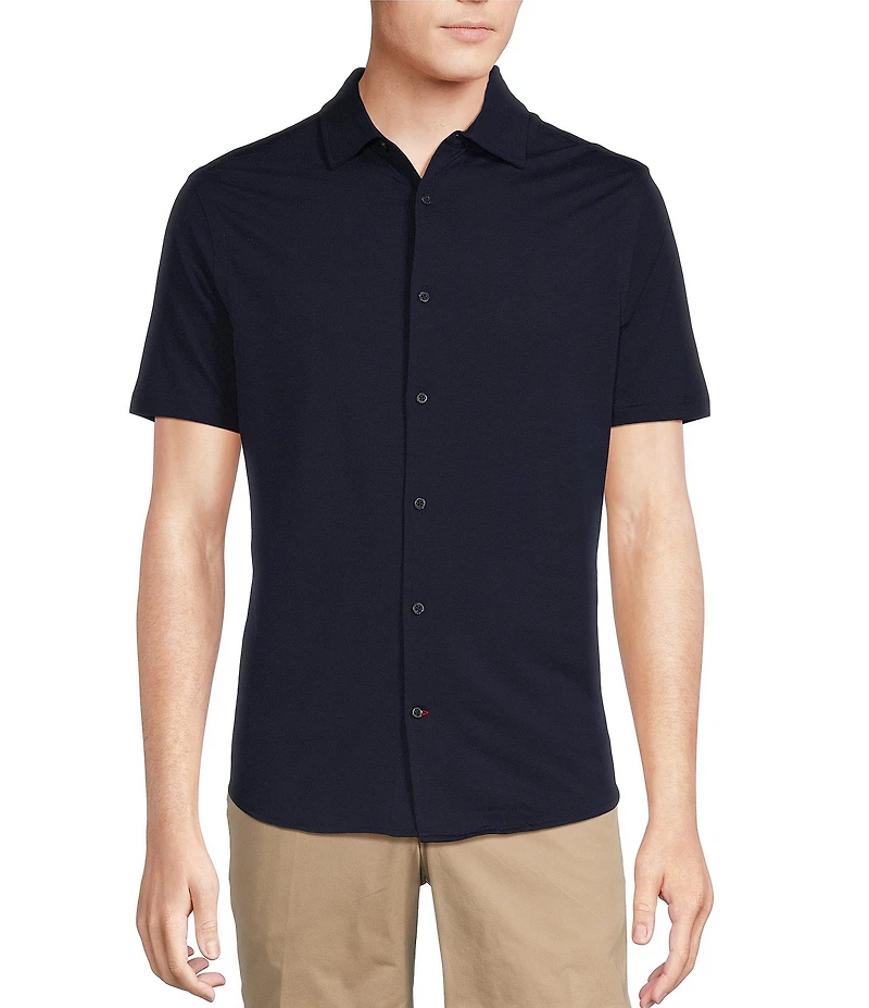 Cremieux Blue Label Stretch Jersey Solid Short Sleeve Coatfront Shirt