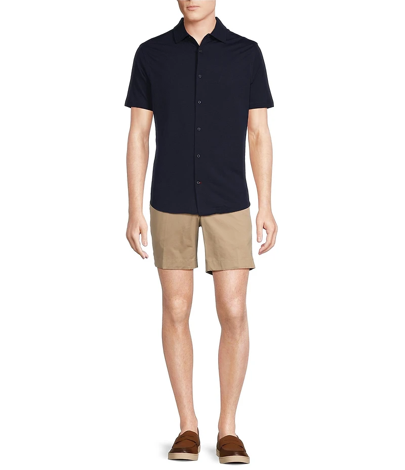 Cremieux Blue Label Stretch Jersey Solid Short Sleeve Coatfront Shirt