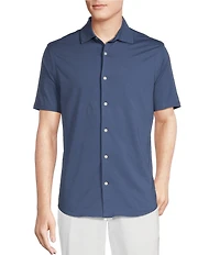 Cremieux Blue Label Stretch Jersey Solid Short Sleeve Coatfront Shirt