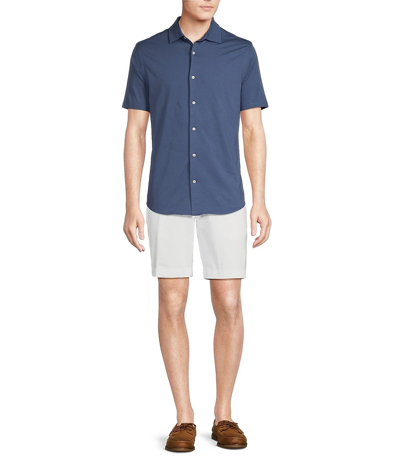 Cremieux Blue Label Stretch Jersey Solid Short Sleeve Coatfront Shirt