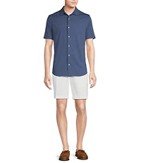 Cremieux Blue Label Stretch Jersey Solid Short Sleeve Coatfront Shirt