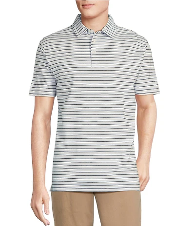 Cremieux Blue Label Stripe Interlock Short Sleeve Polo Shirt