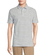 Cremieux Blue Label Stripe Interlock Short Sleeve Polo Shirt