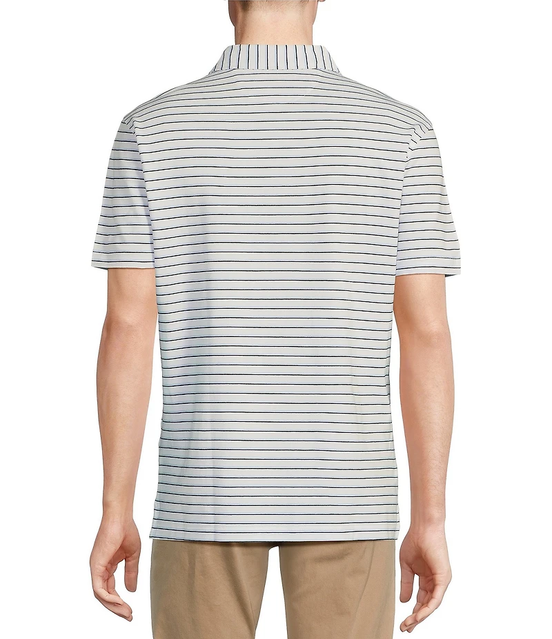 Cremieux Blue Label Stripe Interlock Short Sleeve Polo Shirt