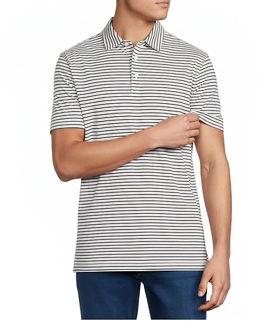 Cremieux Blue Label Stripe Jersey Short Sleeve Polo Shirt