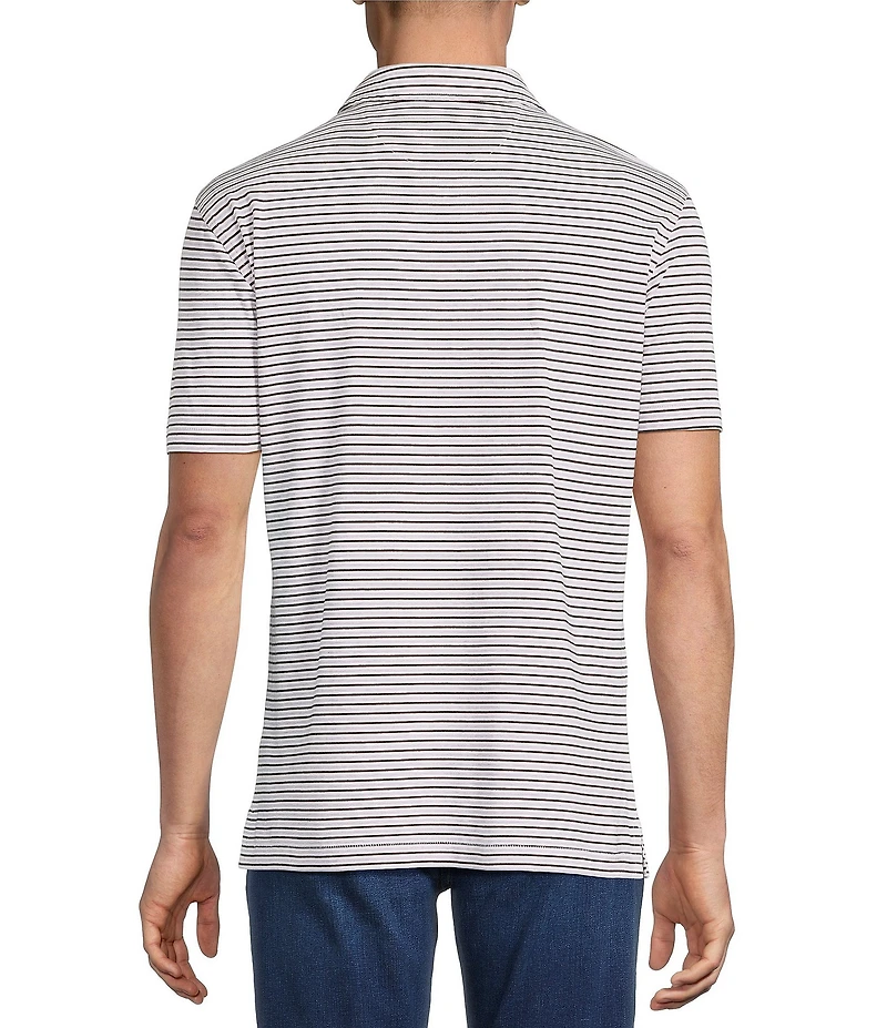 Cremieux Blue Label Stripe Jersey Short Sleeve Polo Shirt