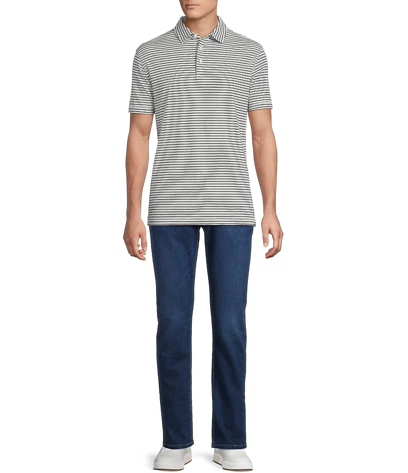 Cremieux Blue Label Stripe Jersey Short Sleeve Polo Shirt