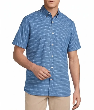 Cremieux Blue Label Supima Diamond Print Short Sleeve Woven Shirt