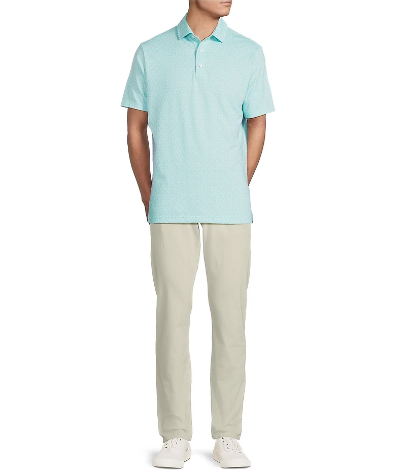 Cremieux Blue Label Tennis Racket Print Performance Stretch Short Sleeve Polo Shirt