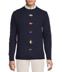 Cremieux Blue Label The South Fork Collection Embroidered Cable Knit Sweater