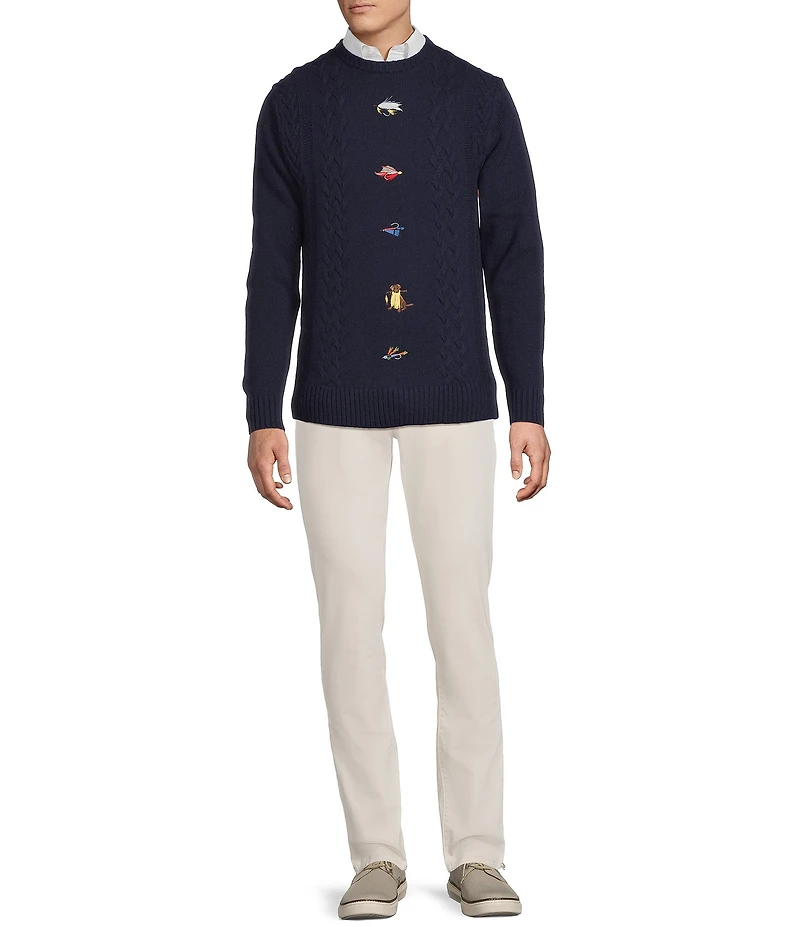Cremieux Blue Label The South Fork Collection Embroidered Cable Knit Sweater