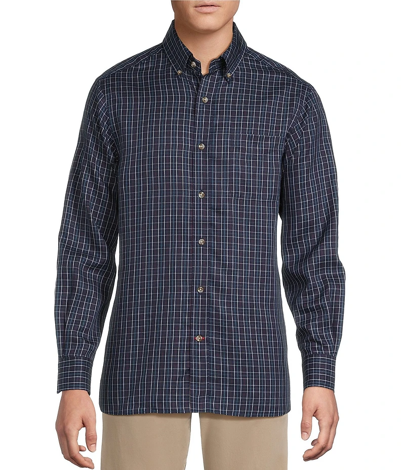 Cremieux Blue Label Thin Line Check Twill Long Sleeve Woven Shirt