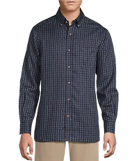 Cremieux Blue Label Thin Line Check Twill Long Sleeve Woven Shirt