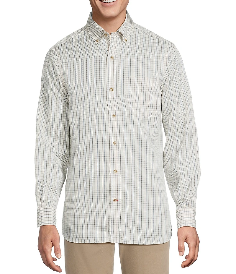 Cremieux Blue Label Thin Line Check Twill Long Sleeve Woven Shirt