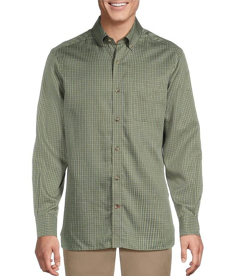 Cremieux Blue Label Thin Line Check Twill Long Sleeve Woven Shirt