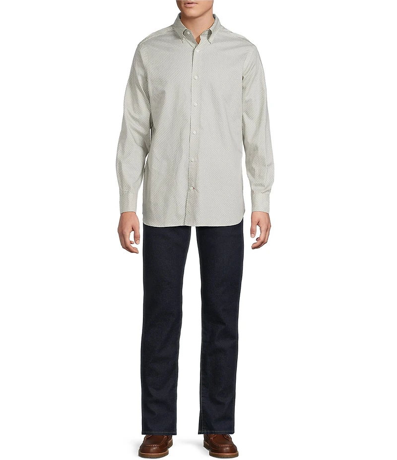 Cremieux Blue Label Tonal Floral Geometric 70s Twill Long Sleeve Woven Shirt