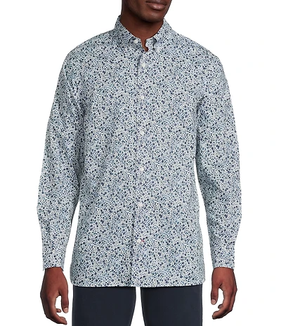 Cremieux Blue Label Tonal Floral Print Long Sleeve Woven Shirt