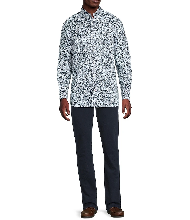 Cremieux Blue Label Tonal Floral Print Long Sleeve Woven Shirt