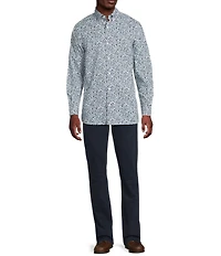 Cremieux Blue Label Tonal Floral Print Long Sleeve Woven Shirt
