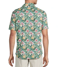 Cremieux Blue Label Tropical Floral Print Seersucker Short Sleeve Button Front Shirt