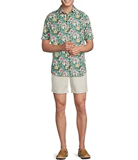 Cremieux Blue Label Tropical Floral Print Seersucker Short Sleeve Button Front Shirt