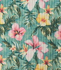 Cremieux Blue Label Tropical Floral Print Seersucker Short Sleeve Button Front Shirt