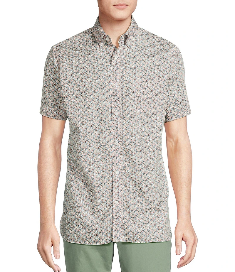 Cremieux Blue Label Tropical Floral Print Short Sleeve Woven Shirt