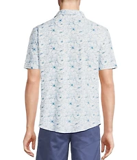 Cremieux Blue Label Tropical Floral Printed Seersucker Short Sleeve Coatfront Shirt