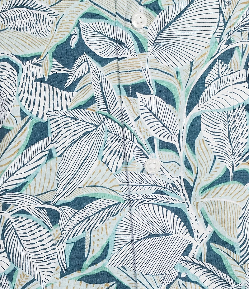 Cremieux Blue Label Tropical Leaf Print Short Sleeve Woven Shirt