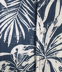 Cremieux Blue Label Tropical Leaf Printed Seersucker Short Sleeve Coatfront Shirt