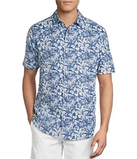 Cremieux Blue Label Tropical Print Seersucker Short Sleeve Button Front Shirt