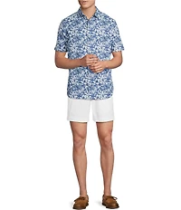 Cremieux Blue Label Tropical Print Seersucker Short Sleeve Button Front Shirt