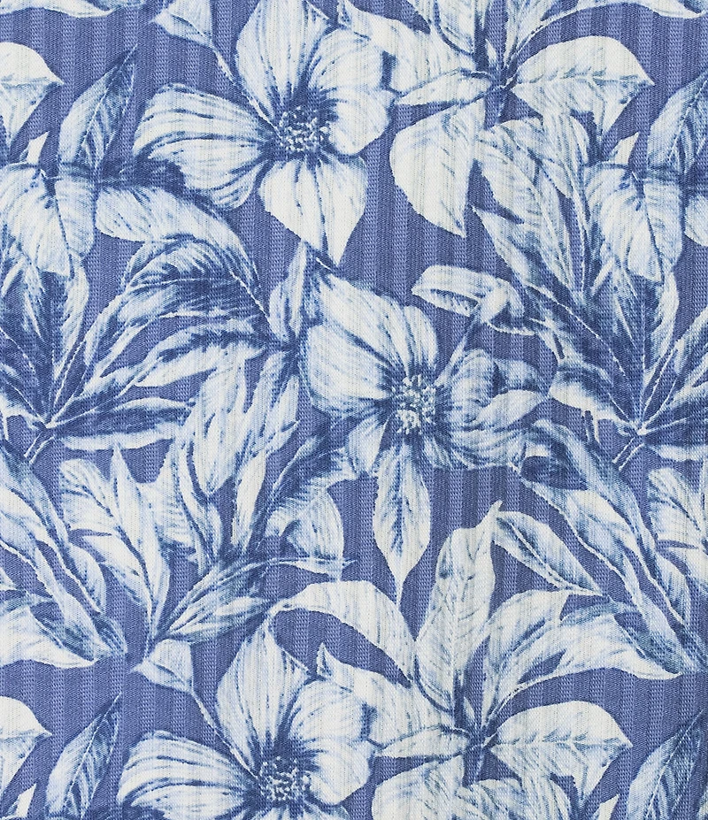 Cremieux Blue Label Tropical Print Seersucker Short Sleeve Button Front Shirt