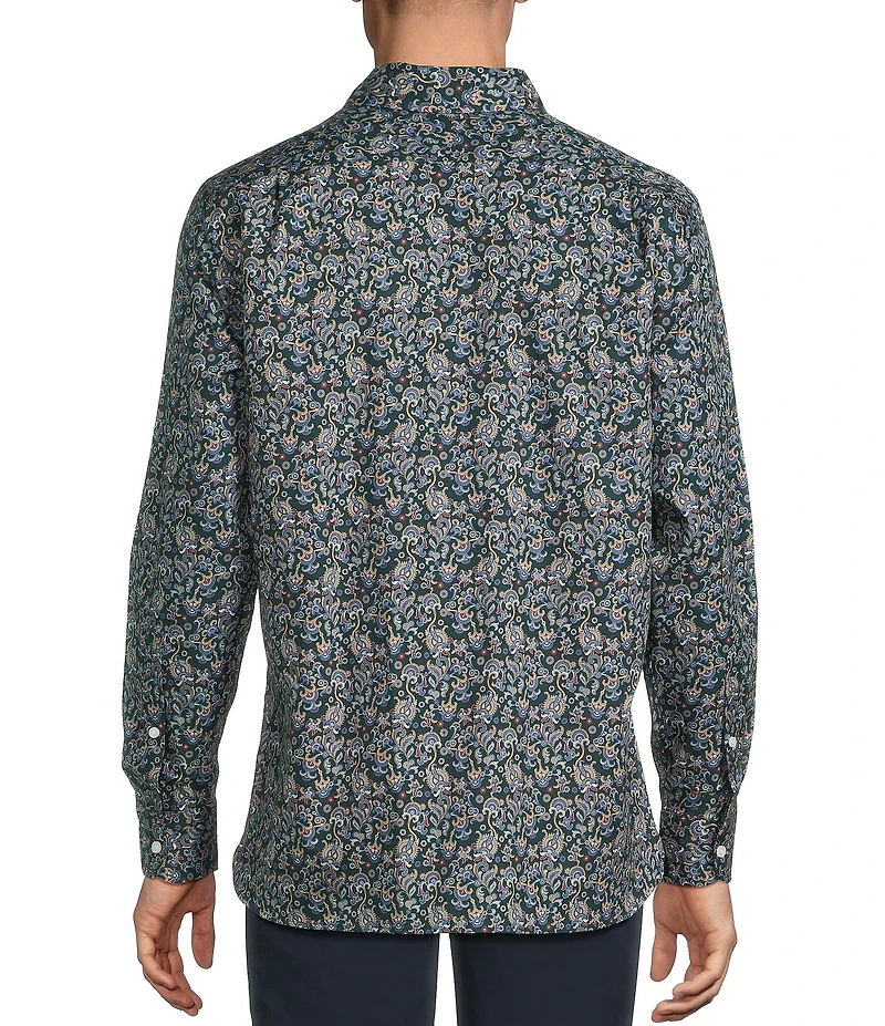 Cremieux Blue Label Twill Geometric Floral Print Long Sleeve Woven Shirt
