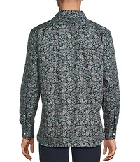 Cremieux Blue Label Twill Geometric Floral Print Long Sleeve Woven Shirt