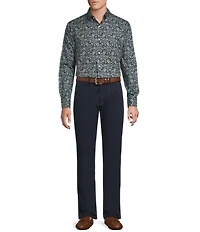Cremieux Blue Label Twill Geometric Floral Print Long Sleeve Woven Shirt