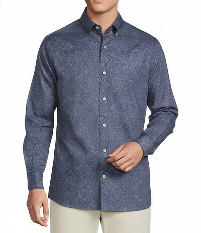 Cremieux Blue Label Twill Paisley Long Sleeve Woven Shirt