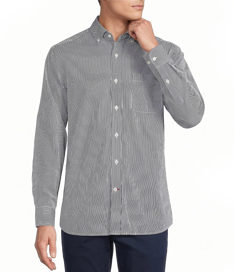 Cremieux Blue Label Vertical Stripe Pattern Long Sleeve Woven Shirt