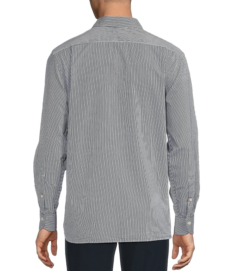 Cremieux Blue Label Vertical Stripe Pattern Long Sleeve Woven Shirt