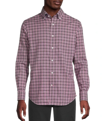 Cremieux Blue Label Washed Oxford Grid Plaid Long Sleeve Woven Shirt