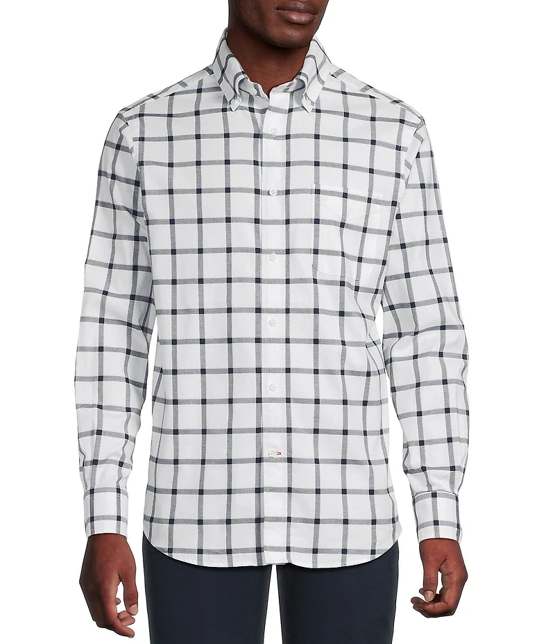 Cremieux Blue Label Washed Oxford Large Check Long Sleeve Woven Shirt