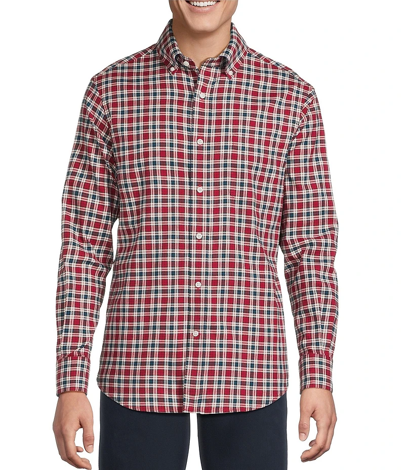Cremieux Blue Label Washed Oxford Plaid Long Sleeve Woven Shirt