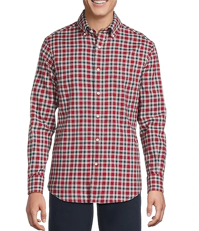 Cremieux Blue Label Washed Oxford Plaid Long Sleeve Woven Shirt