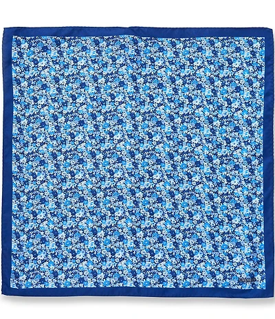Cremieux Bordered Flower Medallion Woven Silk Pocket Square